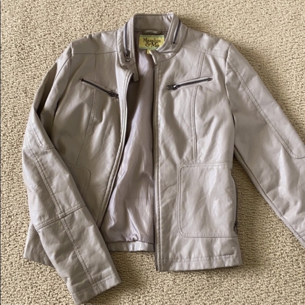 Taupe fake leather jacket size S